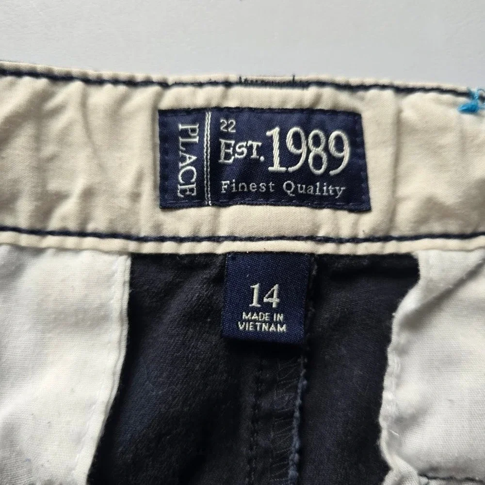The Children's Place Navy Blue Chino Shorts Adjustable Waist Boys Kids 14 School